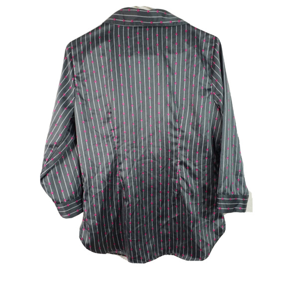 Betsey Johnson Pink Bow Print Blouse | Size Medium | Button Front - Picture 6 of 8